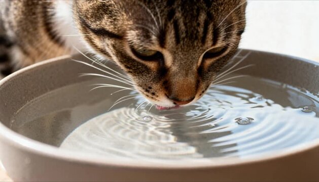 close up cat drinking fresh water hydration perfect for national cat health month