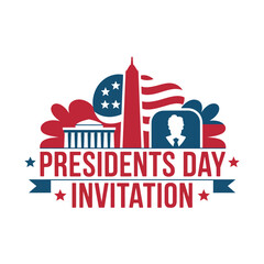 Obraz premium A Presidents Day invitation graphic with patriotic symbols and text