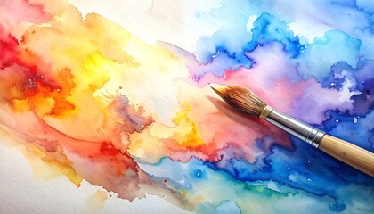 Obraz premium A vibrant watercolor painting with a paintbrush on a colorful abstract background