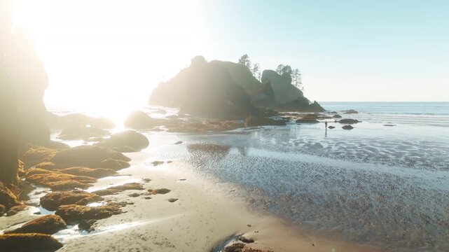 Stunning Sunset At Washington States Coastline