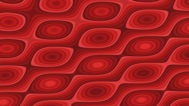 Abstract Red Pattern Flowing Seamlessly with Oval Shapes Moving Dynamically