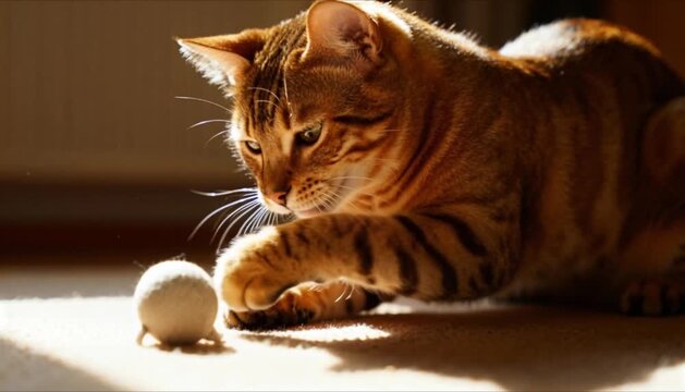 playful cat batting toy active healthy behavior perfect for national cat health month