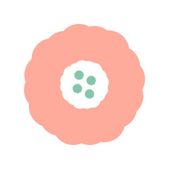 ピンクと緑色の春の花　イラスト　