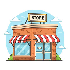 Retail Store Illustration &ndash; Small Shop Front Building for Business, Ecommerce & Marketing Design
