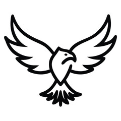 Obraz premium A black silhouette vector illustration of a flying peace dove and a powerful eagle with spread wings symbolizes freedom and nature in this artistic bird flight design