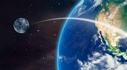 The launch of the spacecraft to the moon."Elements of this image furnishing NASA" © muratart