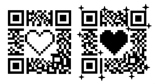 Qr code pixel heart