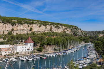 Marina in the Calanque de Port-Miou in the Calanques national park in the south of France.