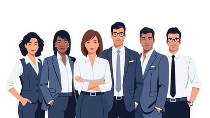 Obraz premium Diverse group of business professionals standing together in support of International Day of Elimination of Racial Discrimination and Anti-racism awareness with a united and determined mood.