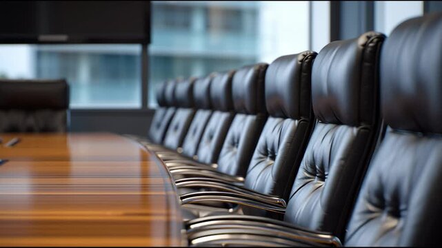 Empty Conference Room With One Chair at the Head of the Table Ready for a Meeting to Begin in a Modern Office Setting