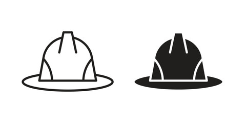 Safety helmet icons for design. Easily editable stroke. Modern flat design.