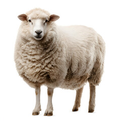 Naklejka premium Sheep Standing Alone White Background.