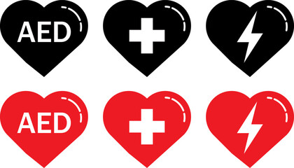 Obraz premium First aid symbols for aed and cpr