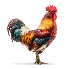 Fototapeta premium Colorful Rooster Standing on One Leg.