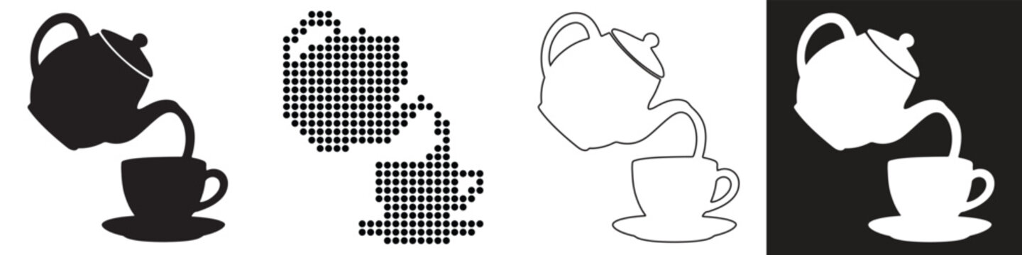 Teapot pouring tea into a cup