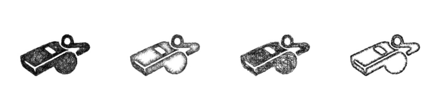 Sketch volleyball whistle icon design set