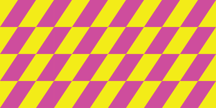 Vibrant yellow and pink geometric seamless pattern. Ideal for trendy apparel, fashion bandanas, gift wrapping paper, and eye-catching textile prints with a modern retro vibe.