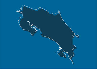 Vector outline map Costa Rica, line border country