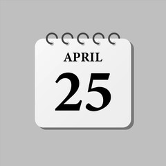Icon page calendar day - 25 April