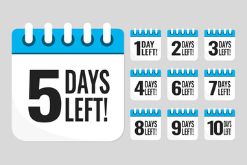 Countdown daily page calendar icon - 5 days left