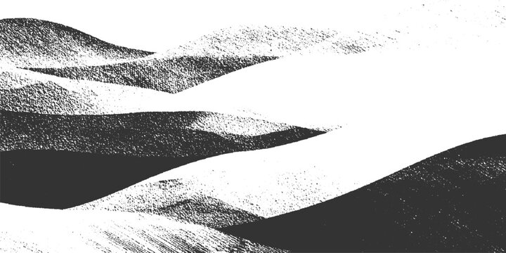 Abstract monochrome textured sand dunes landscape with grainy effect