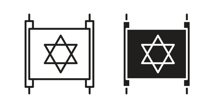 Torah icons for design. Easily editable stroke. Modern flat design.