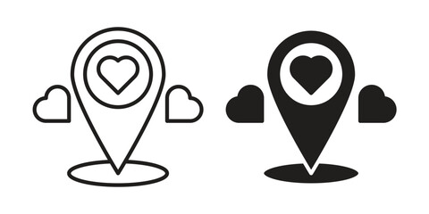 Wedding Location icons for design. Easily editable stroke. Modern flat design.