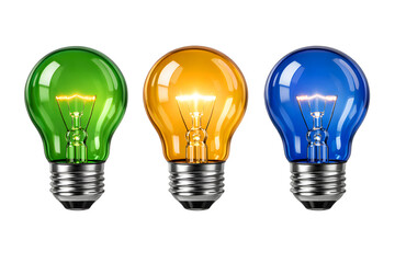 Colorful Light Bulbs Idea Concept Isolated on White