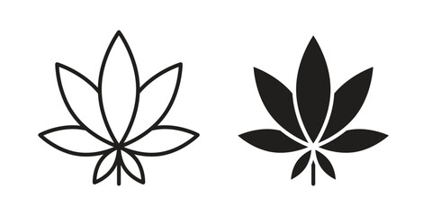 Weed icons for design. Easily editable stroke. Modern flat design.
