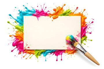 Colorful Empty Photo Frame with Paint Splash