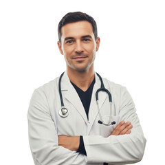 Fototapeta premium Doctor portrait isolated on transparent background isolated on transparent background