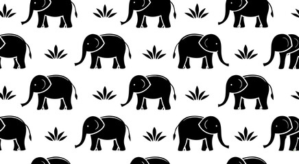 Obraz premium Silhouette elephant seamless pattern vector illustration design