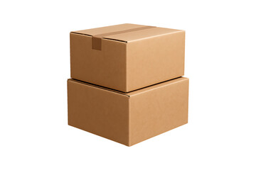 Fototapeta premium Stacked Cardboard Shipping Boxes with Tape Isolated on Transparent Background