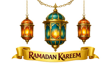 Golden Decorative Islamic Lantern with Mosque Design