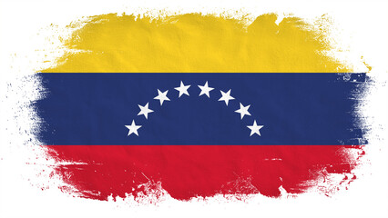Abstract brushstroke paint brush splash in the colors of the flag of Venezuela, Venezuelan flag, isolated on white background