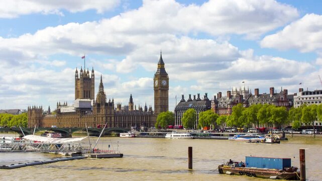 Timelapse of Big Ben and River Thames in London