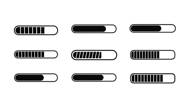 Loading bars in varying stages of completion minimalist design silhouette