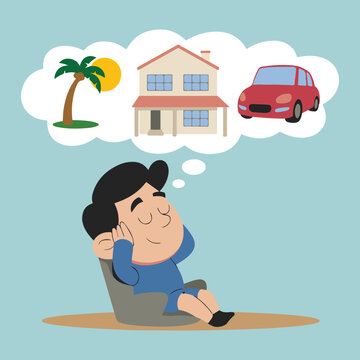 Man Dreaming , infographic design , art work . illustrator 