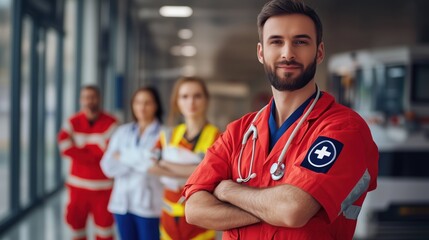 Fototapeta premium Dedicated emergency medical technicians providing urgent care in a modern ambulance