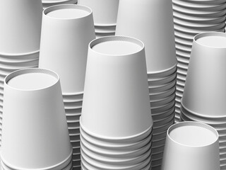 White Blank Hot Drink Cup Mockup 3D Render Takeaway Drink packaging