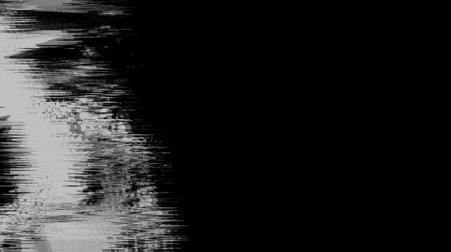 Abstract black, white motion glitch distortion overlay pixelated texture. Cyberpunk 80s pattern, retro futuristic style, glitch noise VHS effect. Posters, digital art, backgrounds, banner, web design