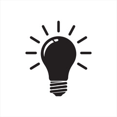 Bright Idea Light Bulb Concept with Radiant Rays Flat Design Vector Illustration