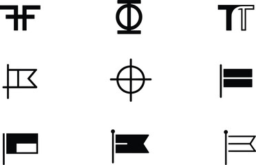 Black and white technical symbols and industrial