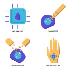 Cell research and studies flat icon set