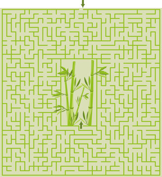 maze game for kids, bamboo on a green background, vrktor ,maze,labirint