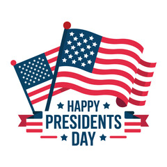 Fototapeta premium A graphic illustration of two American flags waving with a Happy Presidents Day message