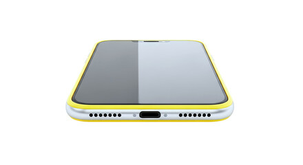 Yellow iPhone with Silver Edge and Black Screen
