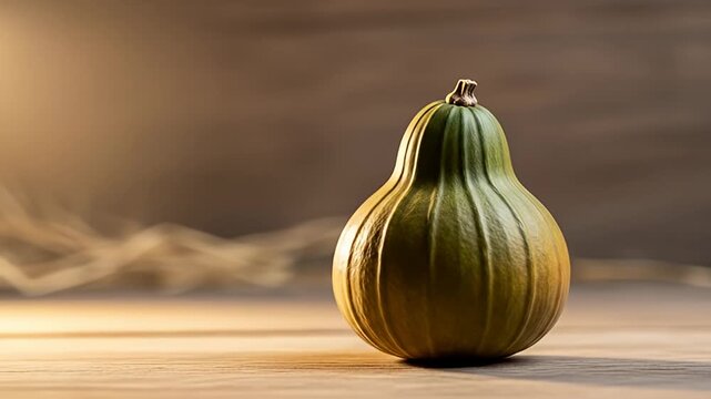 Autumn Still Life - A Single Green Pear Squash.