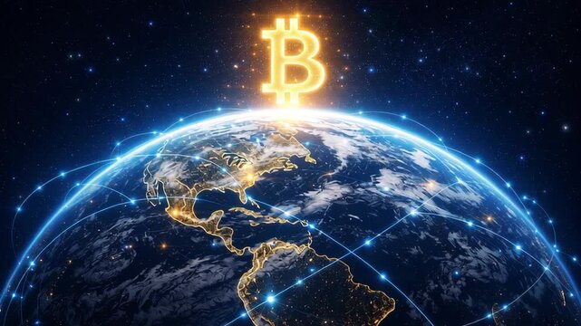 Cashless digital payment innovation drives global money transfer and online banking economy with secure fintech transaction networks connecting world for cryptocurrency and bitcoin