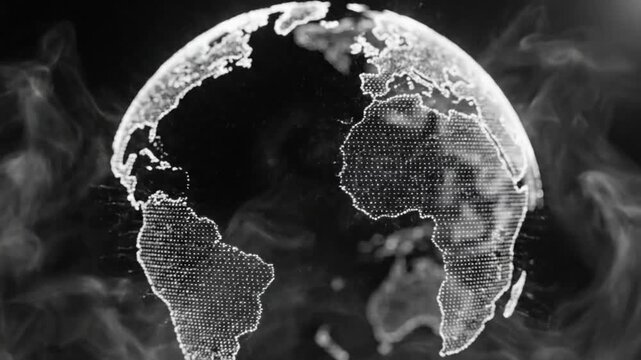 Abstract Digital Earth Globe Illuminated with Dots Surrounded by Soft Fog for Technology or Science Visualization